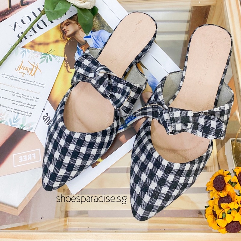 Dép Sục Bít Mũi Nhọn Nơ Cao 1cm Thời Trang