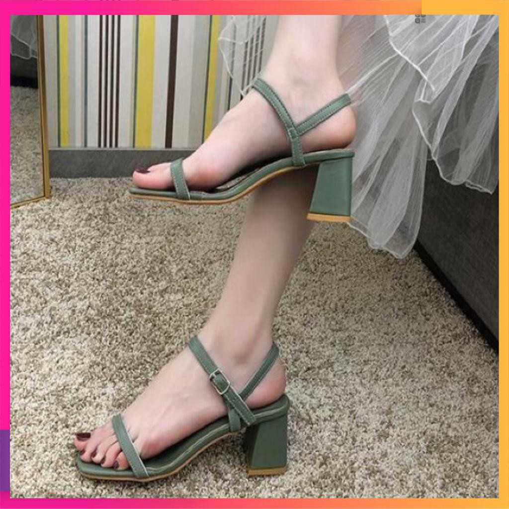 [ Siêu HOT ]  Giày sandal nữ quai ngang mảnh gót vuông G2