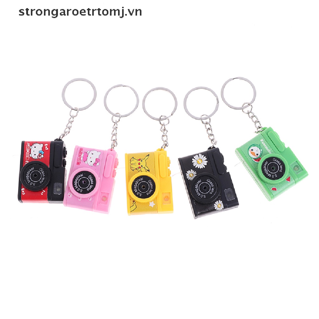 【strongaroetrtomj】 1PC Creative camera Led keychains With sound LED Flashlight Key chain VN