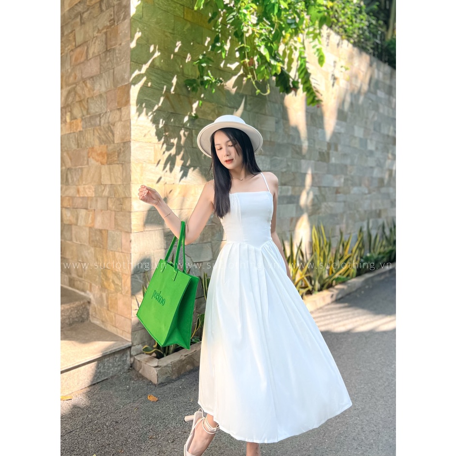 ELLYN DRESS - Đầm Dự Tiệc  2 Dây Thiết Kế Xếp Ly Eo