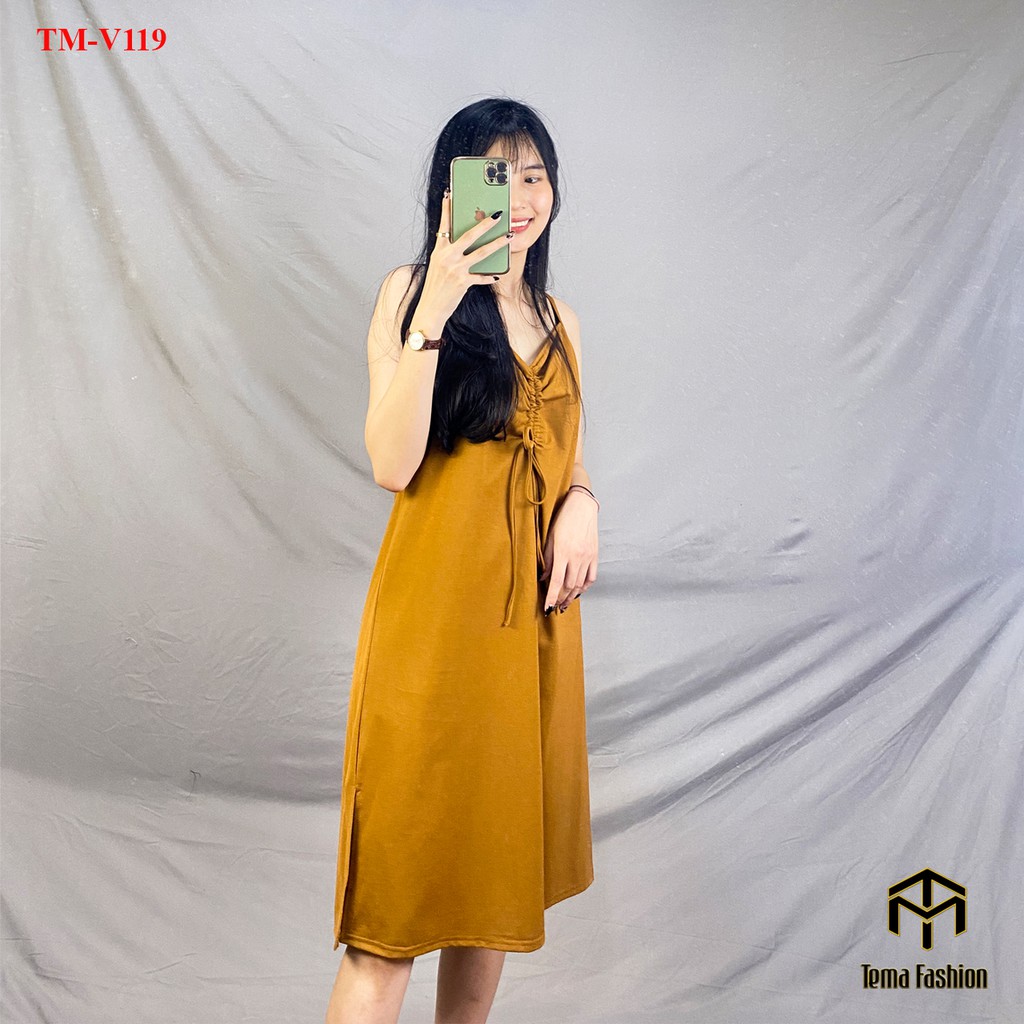 Váy đầm suông 2 dây nữ - Váy 2 dây nữ dáng dài rúm ngực xẻ tà siêu xinh | BigBuy360 - bigbuy360.vn