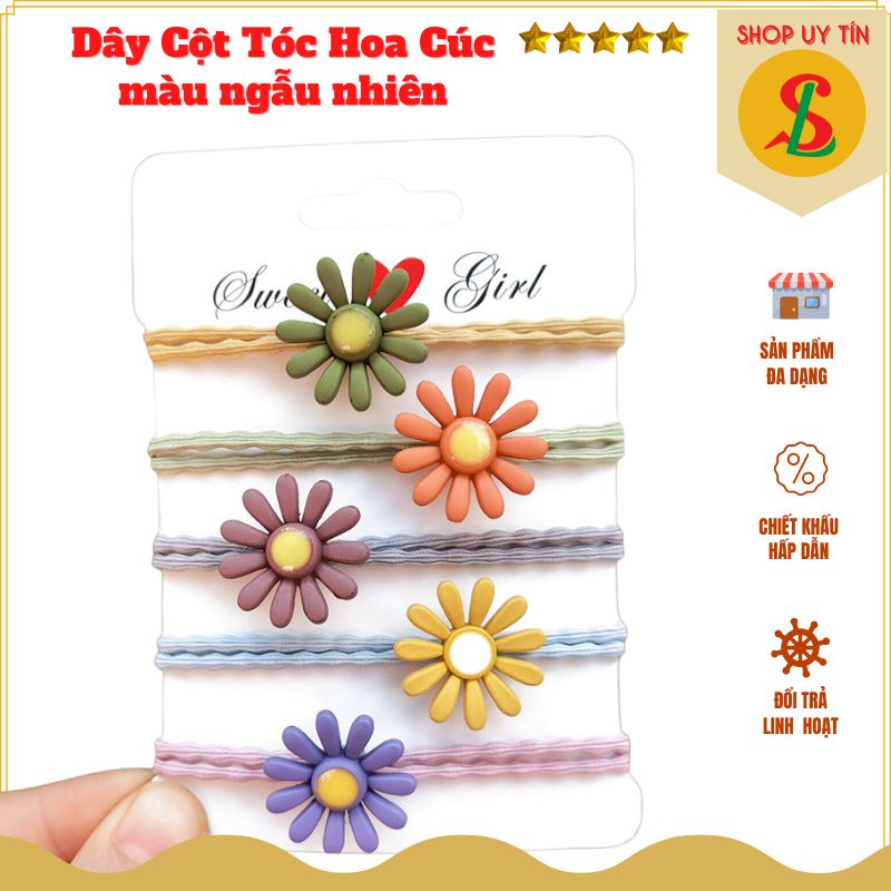 Thun cột tóc Hoa Cúc dây buộc tóc phong cách Hàn Quốc nhiều màu loại xịn sợi thun đôi co giãn cực bền NPP Songliemshop