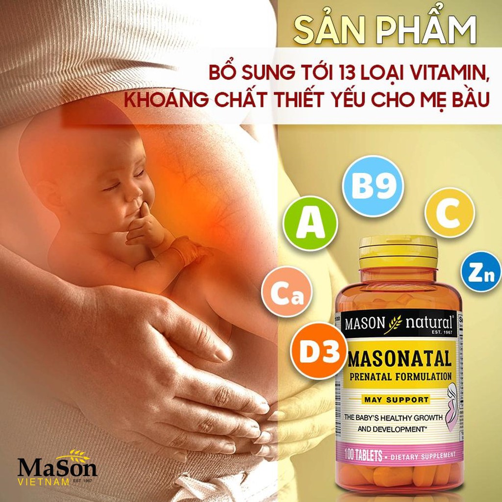 Masonatal Prenatal Formulation Lọ 100 Viên Bổ Sung Vitamin Tổng Hợp Cho Mẹ