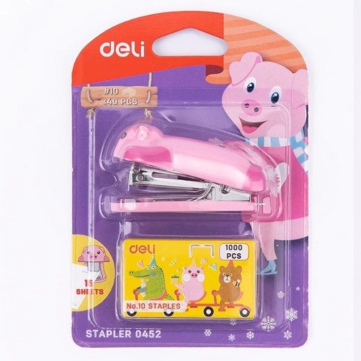 Đồ bấm ( dập ghim) kèm kim bấm Deli siêu dễ thương