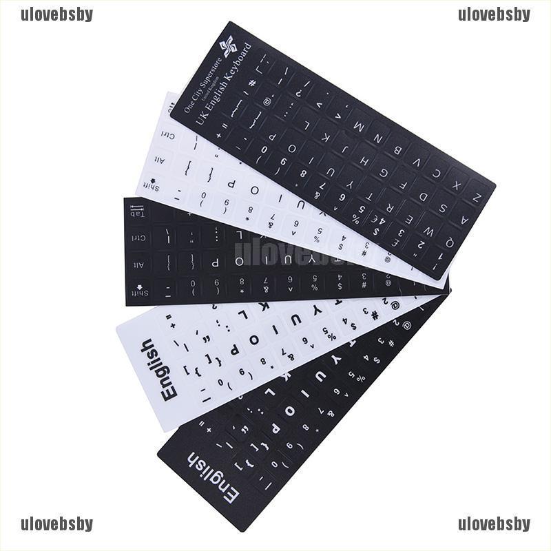 【ulovebsby】English Keyboard Replacement Stickers White on Black Any PC Compute