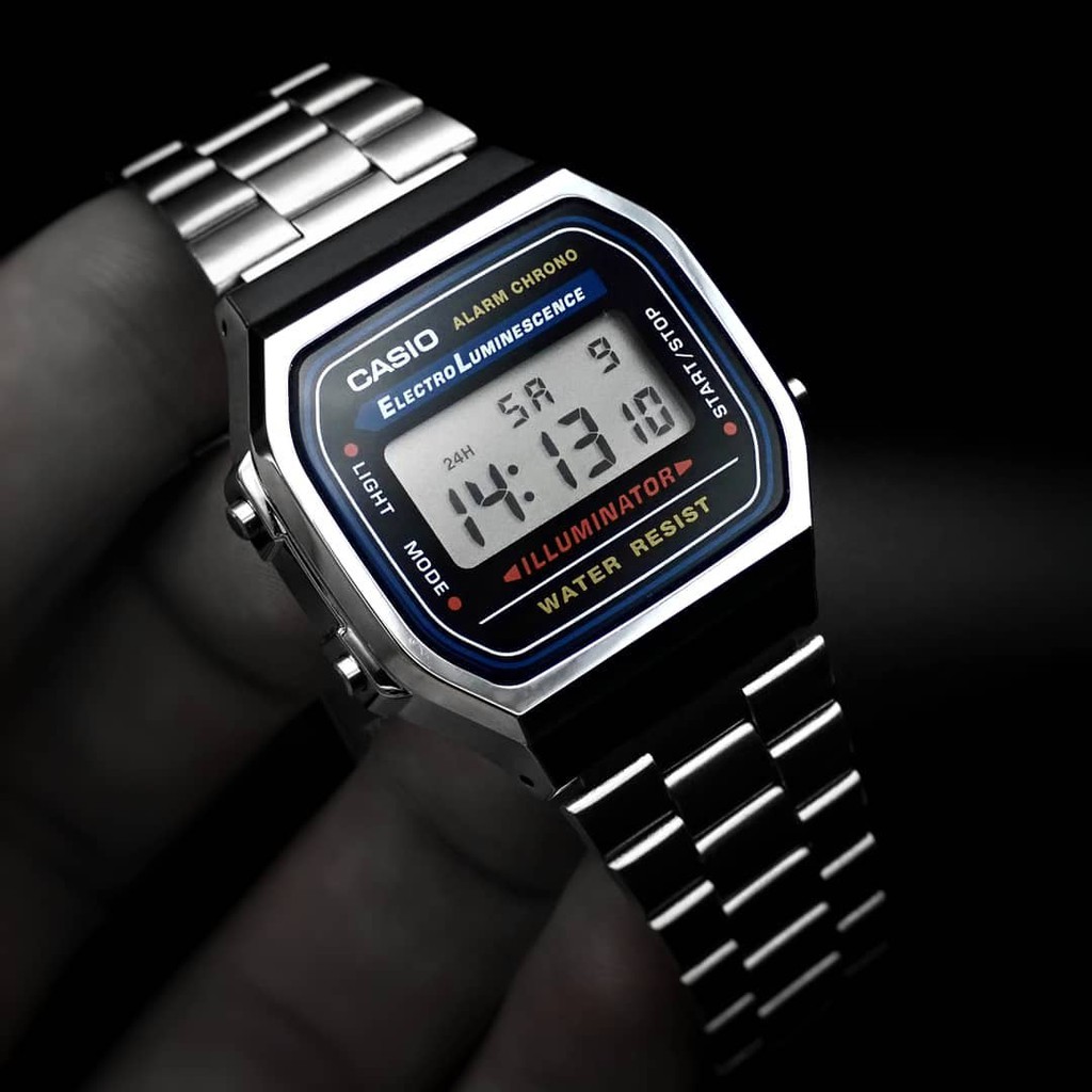 Đồng hồ Nam Casio A168 Full Box cổ điển, chống nước, dây thép không gỉ, lịch sự, trang trọng - Haizz.shop