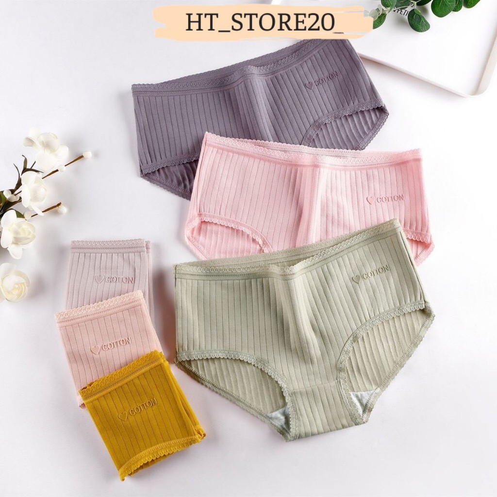 Quần lót cotton Nữ kẻ gân 💝FREESHIP💝 vải mềm mịn thoáng mát 180
