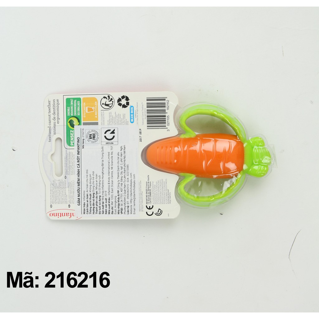 Gặm nướu silicon cho bé hình Củ cà rốt an toàn BFA FREE - Infantino Mỹ - Hàng chính hãng