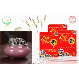 Bột thảo dược phong thuỷ alofa và lư đốt trầm hương gốm sứ dễ thương