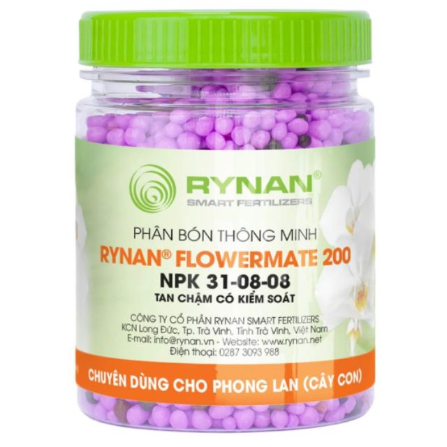 PHÂN BÓN THÔNG MINH RYNAN - FLOWERMATE 200 (NPK 31-08-08) Hủ 150gr