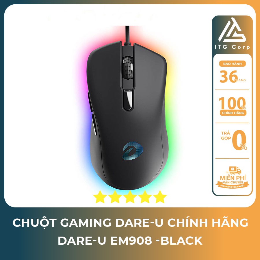 Chuột chơi game Dareu EM908 RGB (USB/Đen)