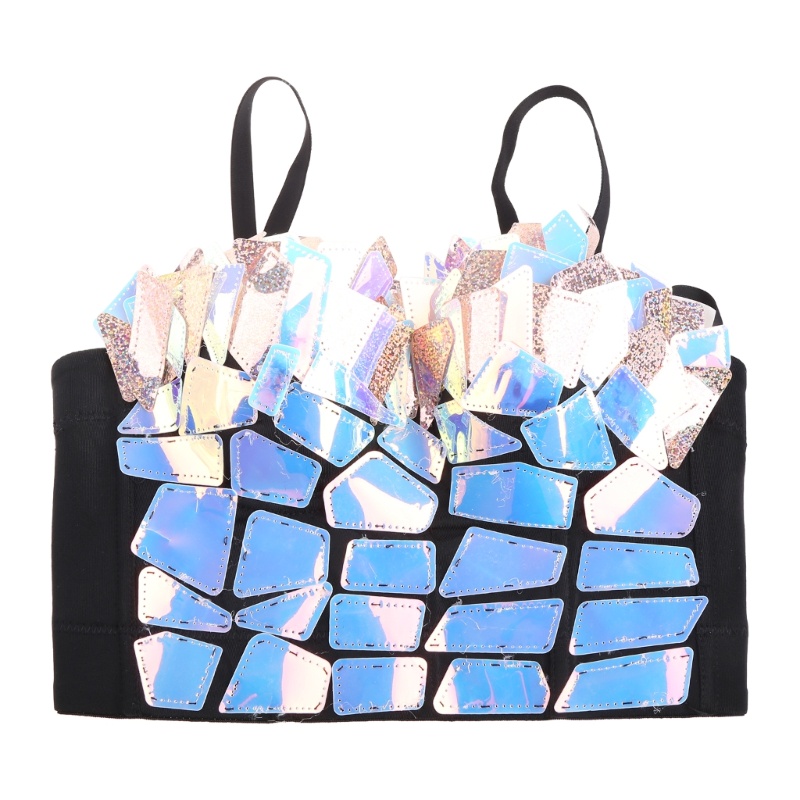 Áo Lót Hai Dây Nâng Ngực Đính Kim Sa Lấp Lánh Màu Sắc Cầu Vồng Quyến Rũ Dành Cho Nữ