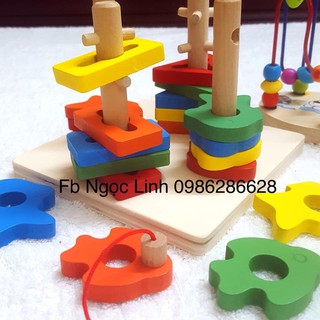 Thả hình kết hợp câu cá - đồ chơi gỗ thông minh
