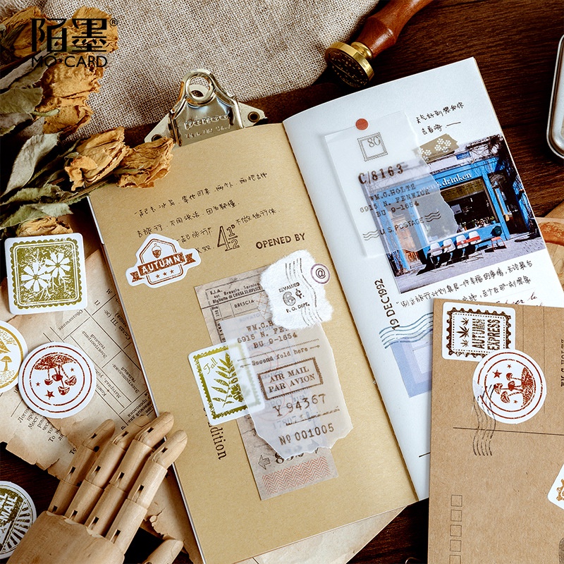 Sticker chủ đề Bức Thư Mùa Thu - Hộp 46 miếng dán trang trí sổ tay Bullet Journal - M082
