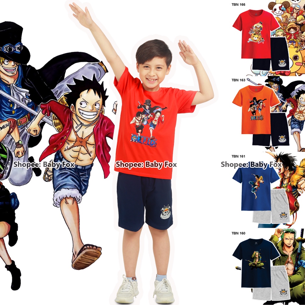 Bộ bé trai size nhí, trung, đại 100% cotton loại tốt, thương hiệu BABY FOX in hình Luffy, Zoro m