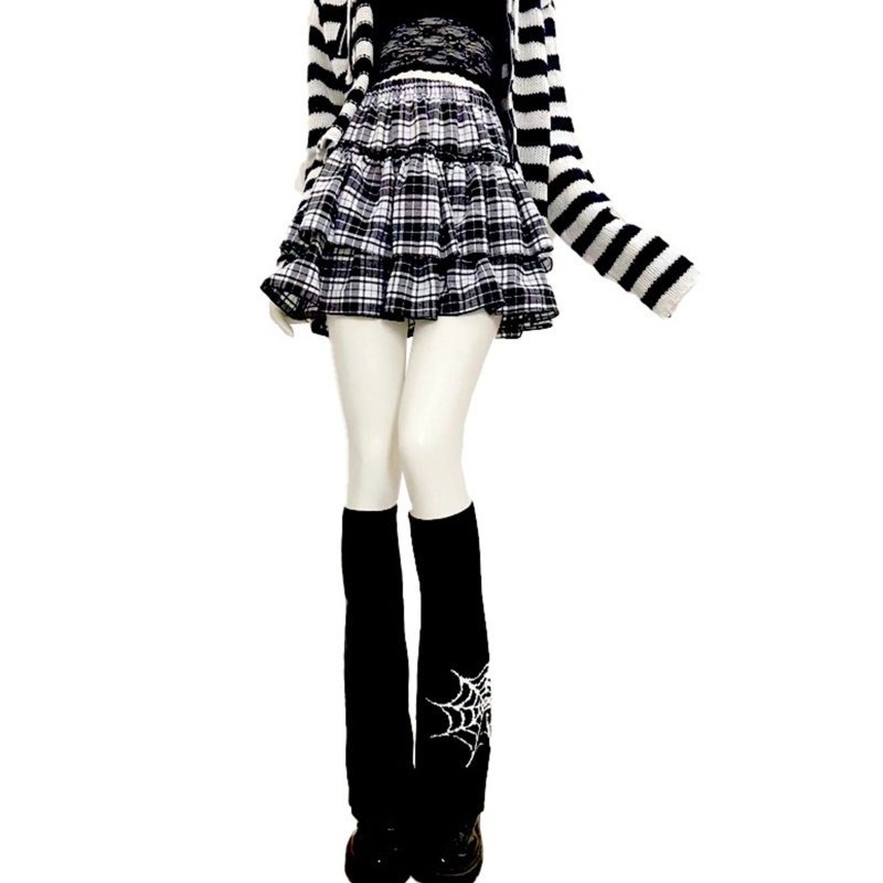 Vớ ống chân dệt kim dài đến đầu gối giữ ấm chân phong cách lolita dành cho nữ