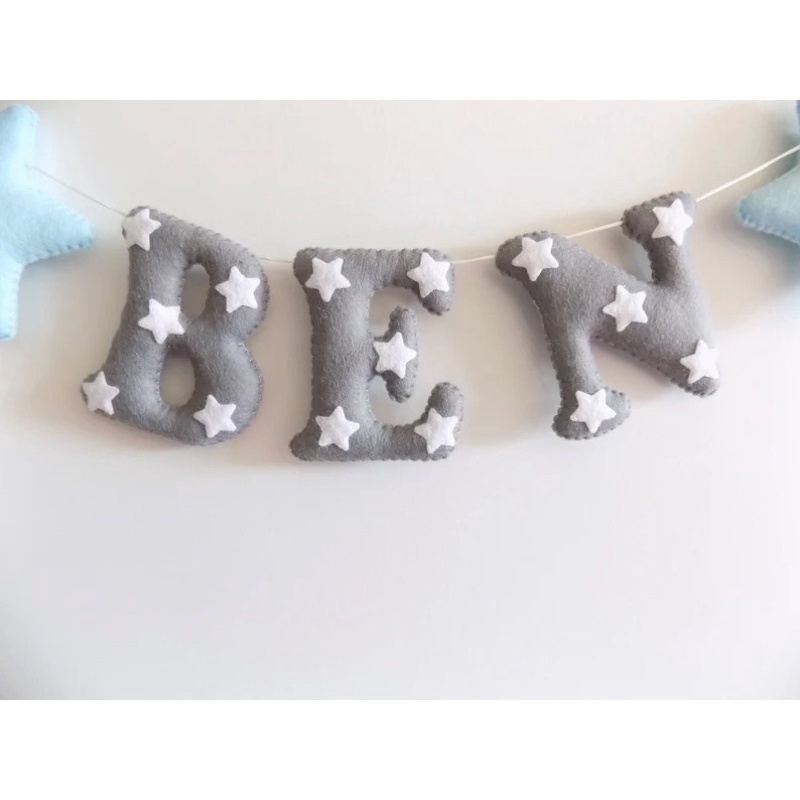 Bảng tên treo phòng ngủ handmade, bảng tên trang trí thôi nôi cực đẹp mẫu Chữ kèm Sao