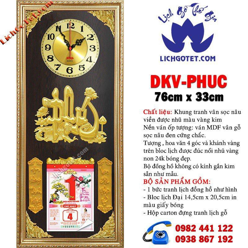 ĐỒNG HỒ GỖ PHÙ ĐIÊU CHỮ PHÚC MẪU DKV