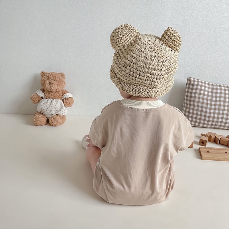 Áo Liền Quần Ngắn Tay Họa Tiết Gấu Hoạt Hình Thời Trang Mùa Hè Cho Trẻ Em