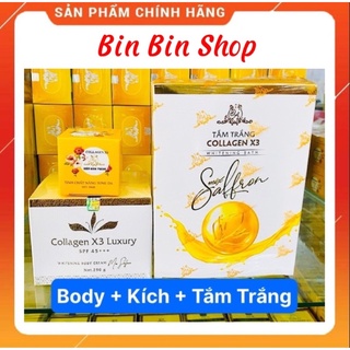 Combo body luxury + kích trắng x3 + tắm trắng collagen x3 luxury đông anh chính hãng