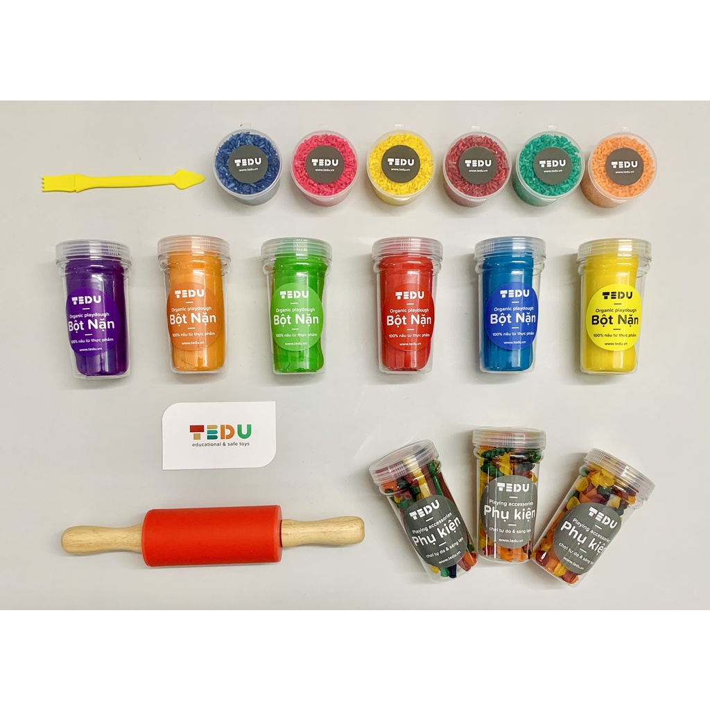 Bột nặn đất nặn an toàn TEDU - Set sáng tạo với nui và gạo