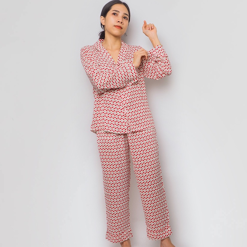 Đồ bộ nữ mặc nhà bộ ngủ dài tay pyjama lụa mango cao cấp