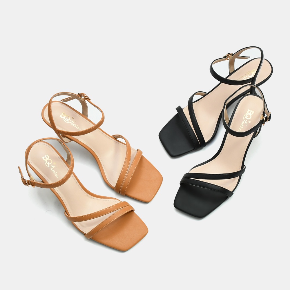 Giày sandal cao gót nữ quai mảnh mũi vuông đế vuông 6p Gi BQ039