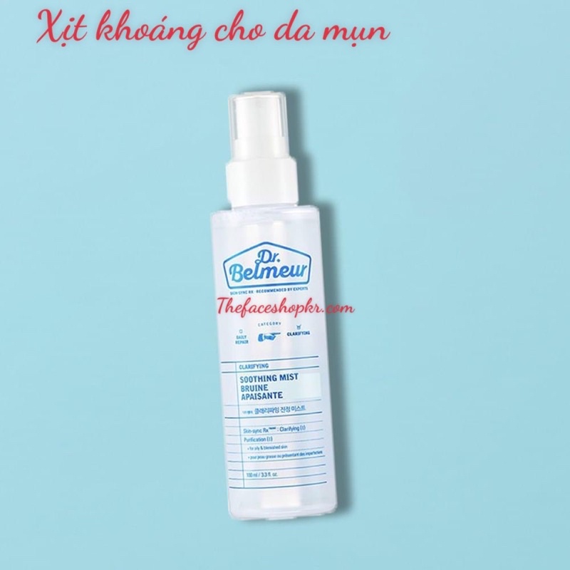 Xịt khoáng Phục hồi Sáng Khỏe Da Mụn Dr Belmeur Clarifying Soothing Mist 100ml