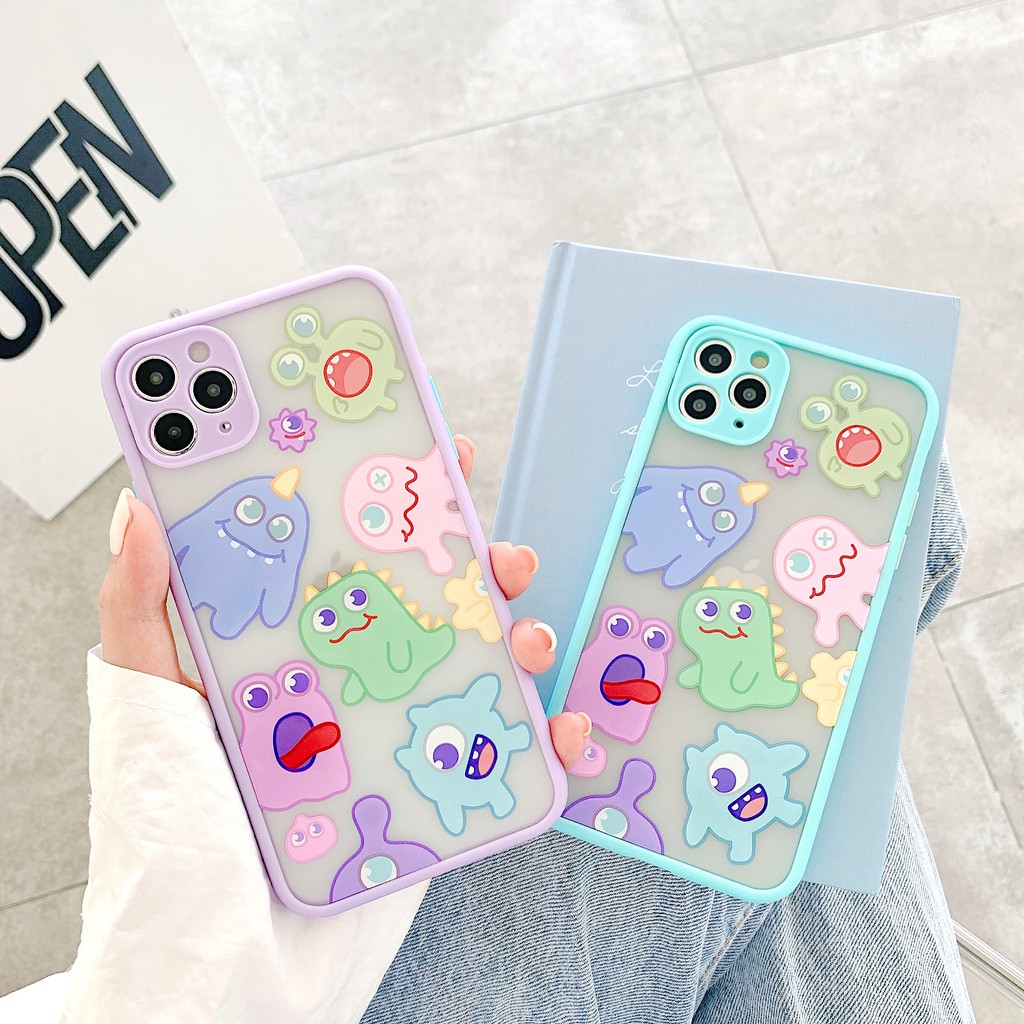 Ốp lưng iphone Quái vật nhỏ nhám viền nổi cong 5/5s/6/6plus/6s/6splus/7/7plus/8/8plus/x/xr/xs/11/12/pro/max/plus/promax | BigBuy360 - bigbuy360.vn