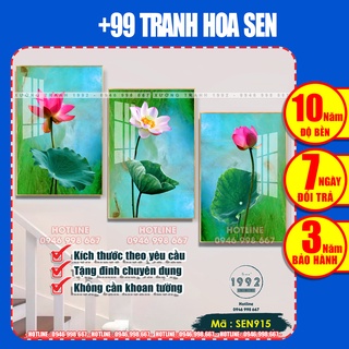 Tranh Treo Cầu Thang [Tranh Hoa Sen - Cao Cấp] HOA SEN ĐỒNG QUÊ, treo phòng khách, treo bàn thờ,[SKU-S7]-XưởngTranh199