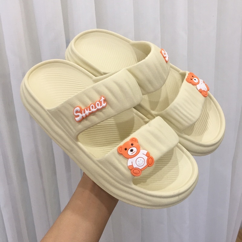 Dép Lê Nữ, Dép Nữ 2 Quai Ngang dán sticker đáng yêu, đế chống trơn trượt dễ phối đồ