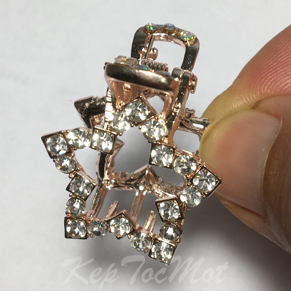 Kẹp tóc kim loại mini 2cm đính đá màu KT68