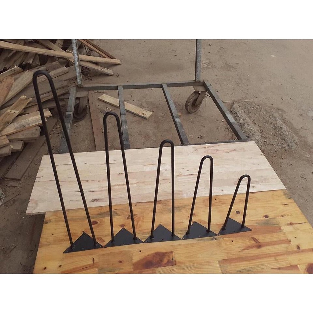 Combo 3 Chân Bàn Ghế Sắt Hairpin Loại 2 Thanh Sắt (Kèm Vít) Màu Đen