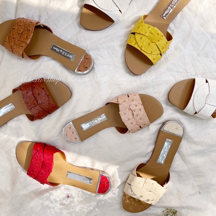 Dép nữ bệt da đà điểu quai xoắn thời trang MYSS - DE80