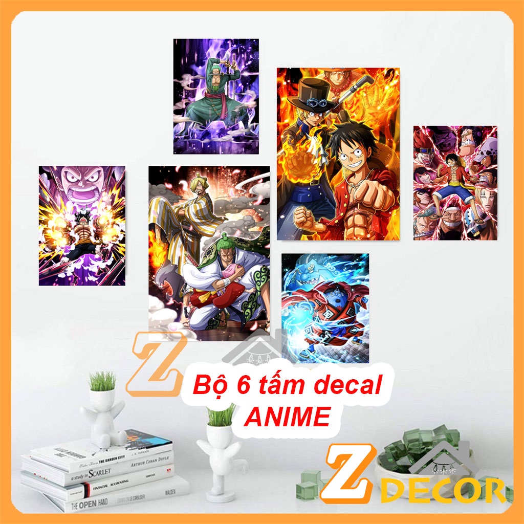 Bộ 6 tấm Poster Anime Dán Tường bằng Decal Cỡ vừa - Tranh Anime Tổng hợp các Mẫu Hot dùng trang trí nội thất | Z Decor