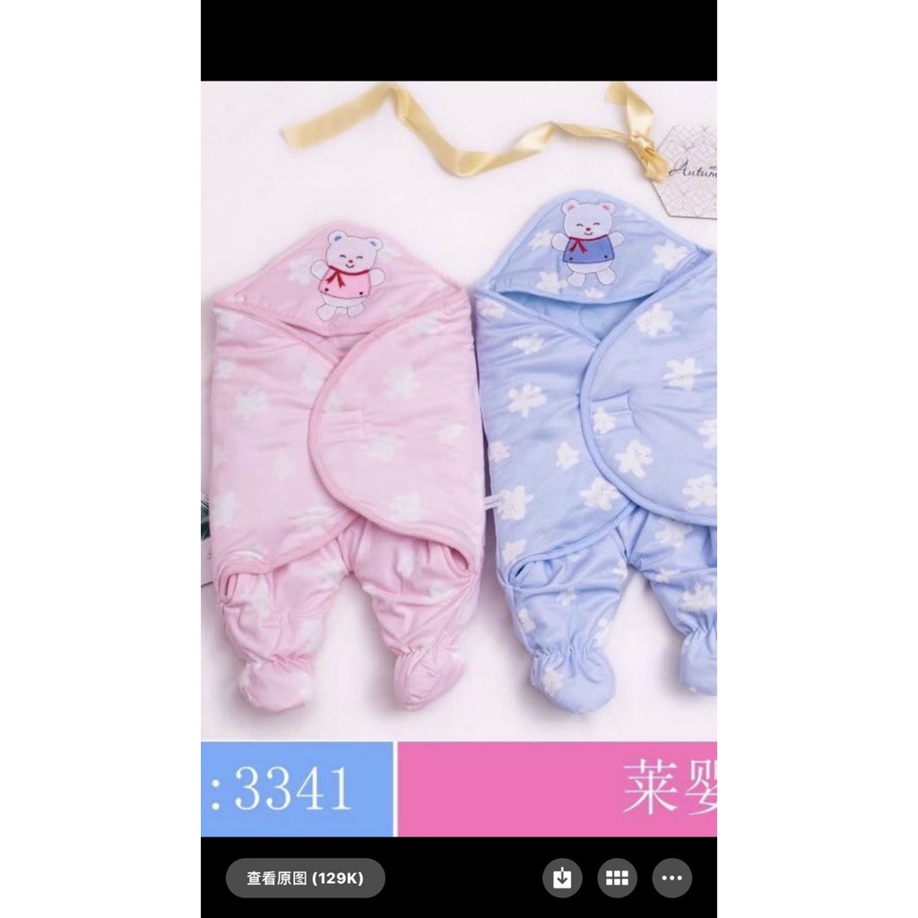 Chăn ủ trần bông có chân bé sơ sinh thu đông dày dặn, ấm áp