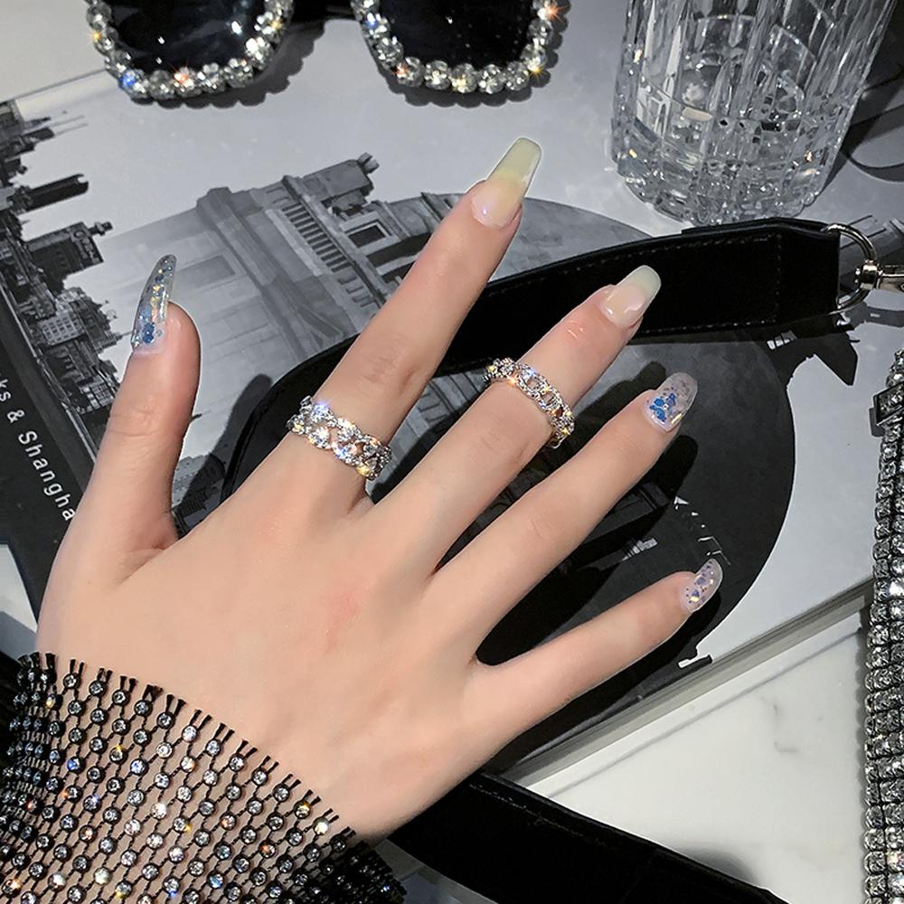 Epoch Nhẫn Hở Đính Đá Zircon Lấp Lánh Thời Trang Dự Tiệc Cho Nữ