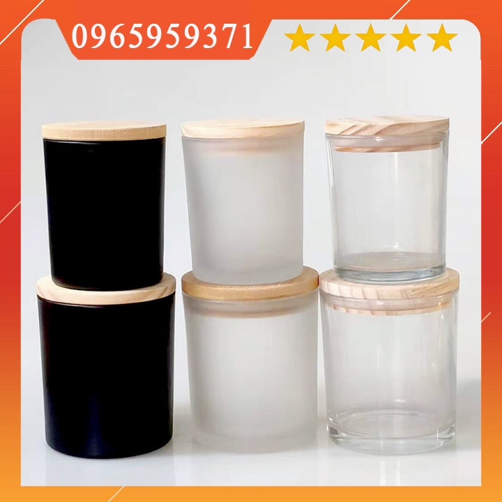 Ly Cốc Đựng Nến thơm Nắp Gỗ 200ml Handmade