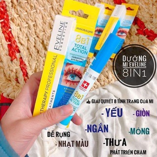 Dưỡng dài mi Eveline 8in1,  Huyết thanh Dưỡng mi Eveline 8in1 Total Action Lash Therapy professional