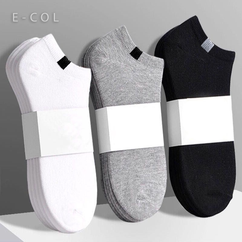 Combo 3 đôi tất nam cổ ngắn E-COL khử mùi, chống hôi chân vải dày dặn thấm mồ hôi