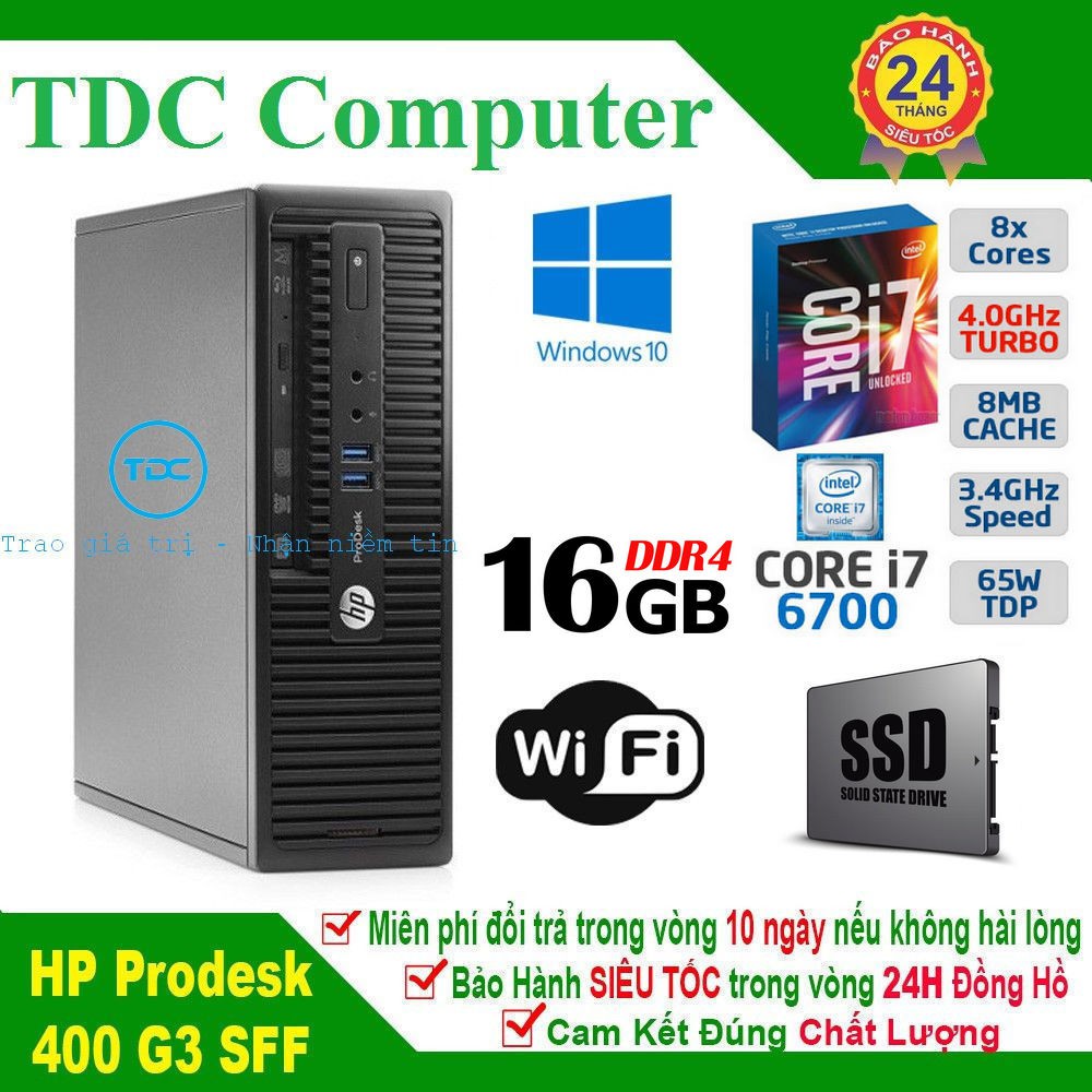 Case máy tính để bàn HP ProDesk 400 G3 SFF main H110, cpu core i7 6700, ram 8GB, SSD 120GB. Hàng Nhập Khẩu.