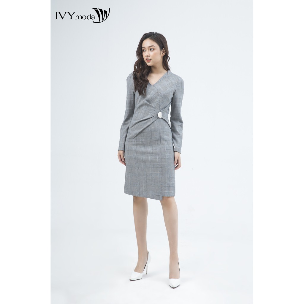 Đầm 2 lớp cổ V thiết kế IVY moda MS 48M5134