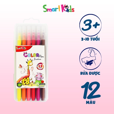 Bút lông màu rửa được Smart Kids-FLT1001CL (12 màu/hộp)