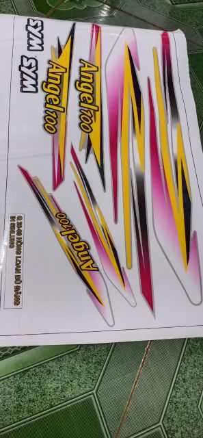 Tem rời Angel 100 dán xe xám bạc