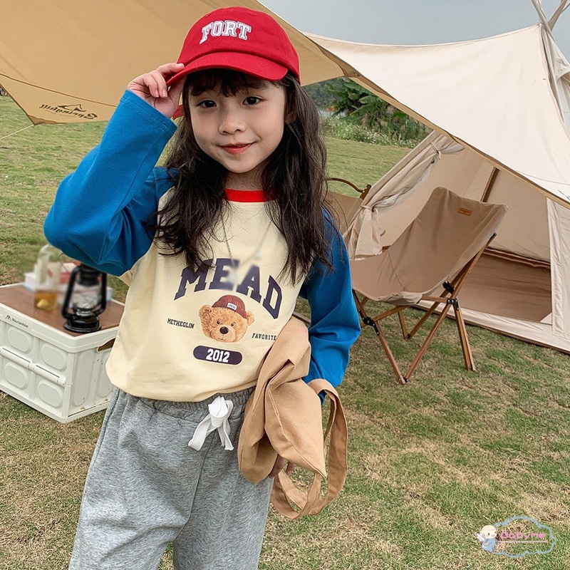 Áo Thun Tay Dài Cổ Tròn In Họa Tiết Hoạt Hình Dành Cho Bé Gái