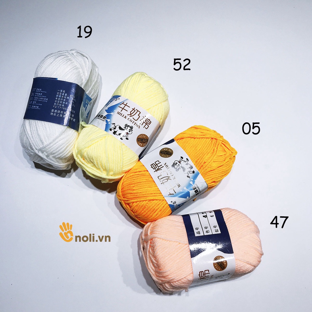 Len milk bò 50g mềm mịn, tơi xốp, nhiều màu dành cho người mới bắt đầu học đan móc khăn áo, thú bông, túi xách