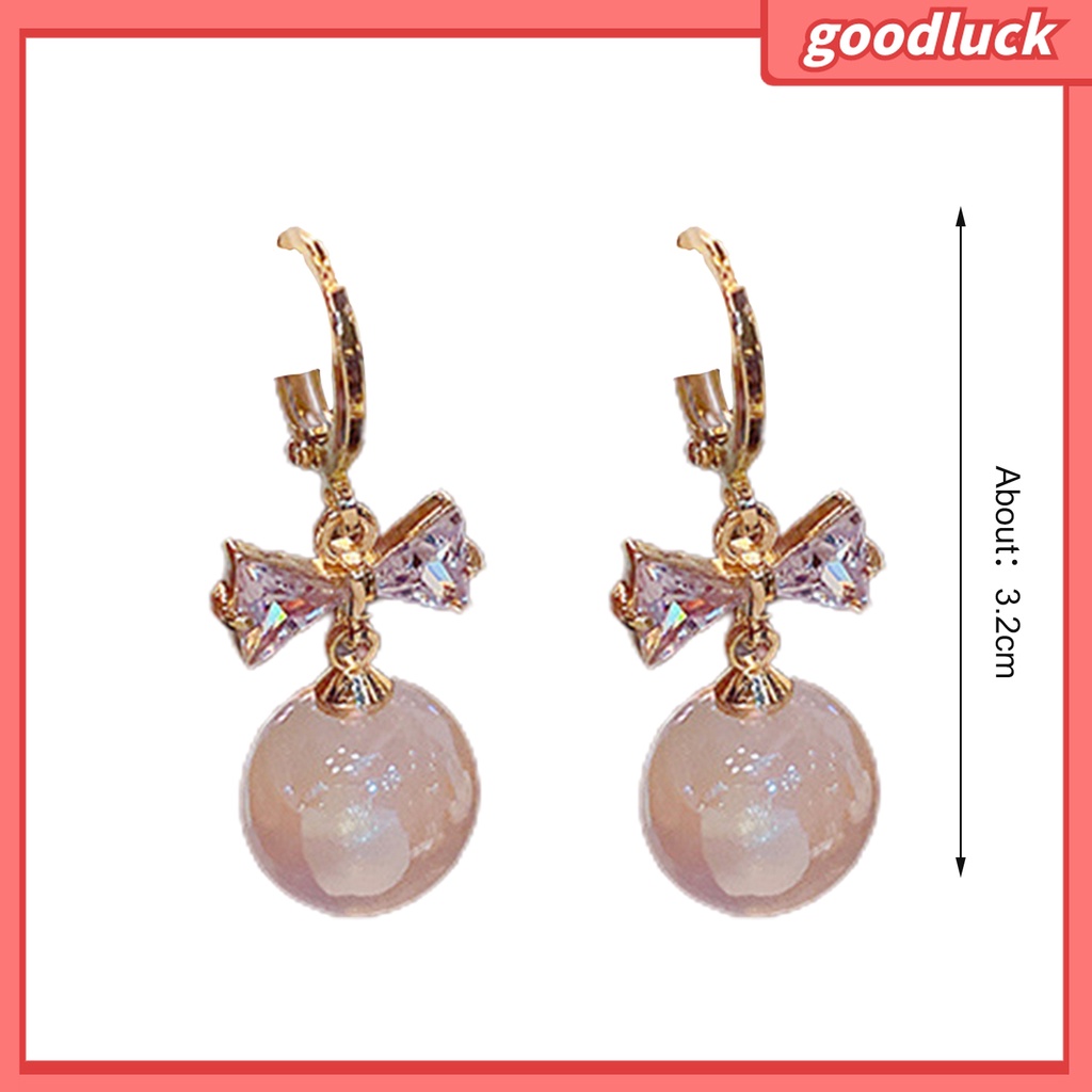 Goodluck| 1 Đôi Bông Tai Nữ Đính Ngọc Trai Nhân Tạo Lấp Lánh