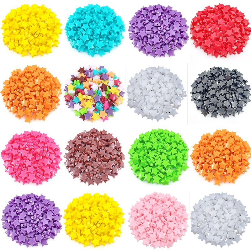 Set 50 Hạt Xỏ Lỗ Hình Ngôi Sao Nhiều Màu Sắc 11mm Dùng Để Làm Đồ Trang Sức Thủ Công