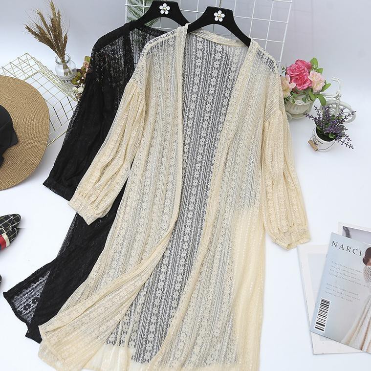 Áo Khoác Cardigan Tay Dài Phối Ren Mỏng Thời Trang Đi Biển Mùa Hè Cho Nữ 39