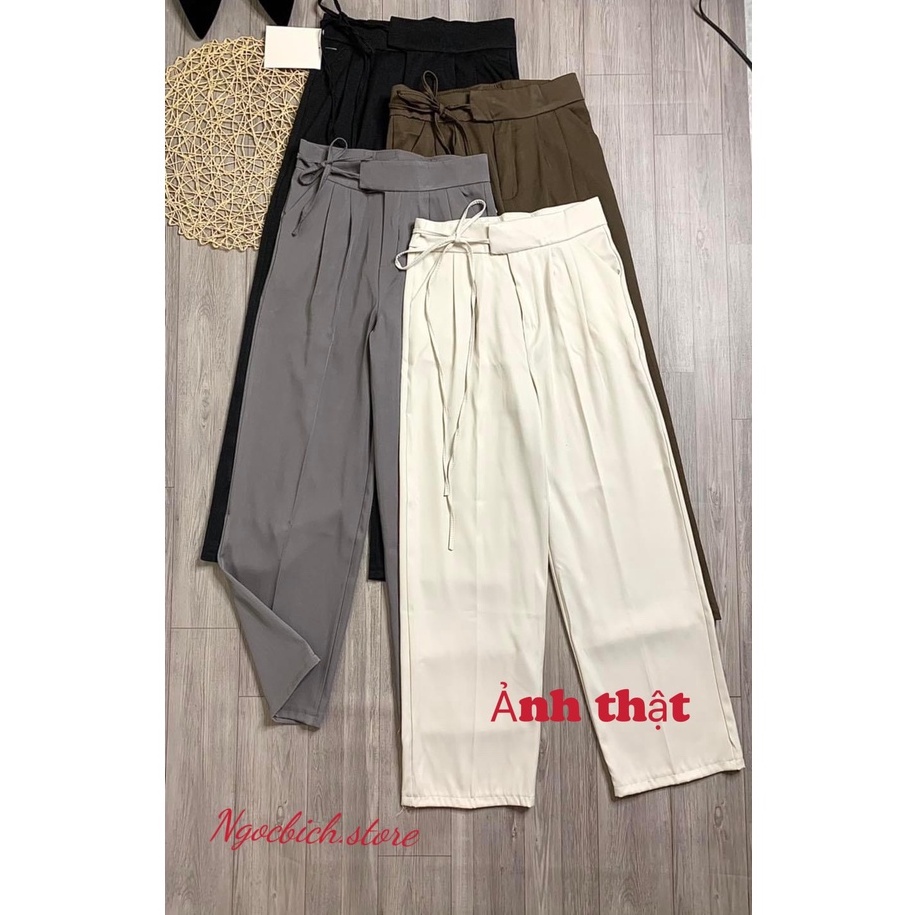 Quần Ống Suông Nữ Thắt Nơ Vải Ruby - Quần Ống Suông Culottes- Quần Ống Rộng
